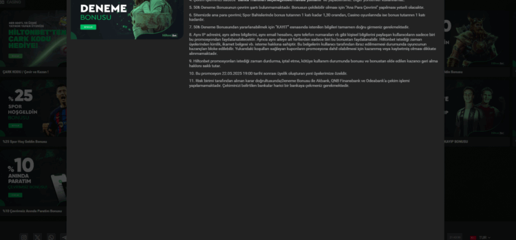 Hiltonbet 50 TL Deneme Bonusu